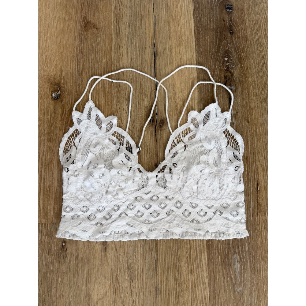 Free People Whimsygoth Boho Adella Lace Bralette Boho Festival XL White Smocked